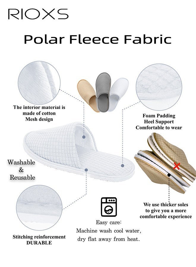 RIOXS 6 Pairs Slippers, Unisex Half Slippers, Non Slip Disposable Slippers For Guest, Reusable Washable Indoor Flats, Mens Womens Slippers, Spa Slippers Guest Slippers For Hotel/ Wedding Party, House Slippers For Bathroom Bedroom, Travel Slippers, Family Closed-toes Half Slippers, White - Image 4